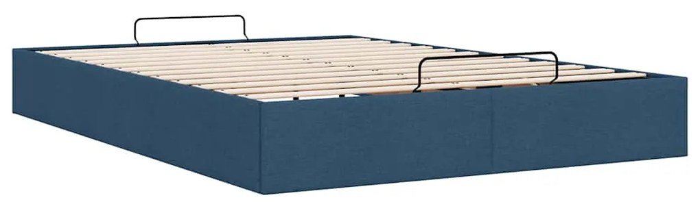 Estrutura de cama otomana sem colchão 140x190 cm tecido azul