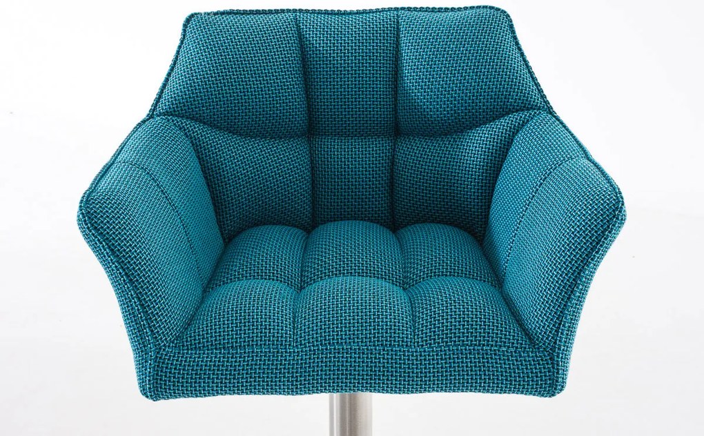 Banco de bar Damaso em tecido 64 x 88-113 x 45 cm Azul turquesa