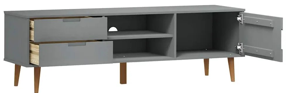 Móvel de TV MOLDE 158x40x49 cm pinho maciço cinzento