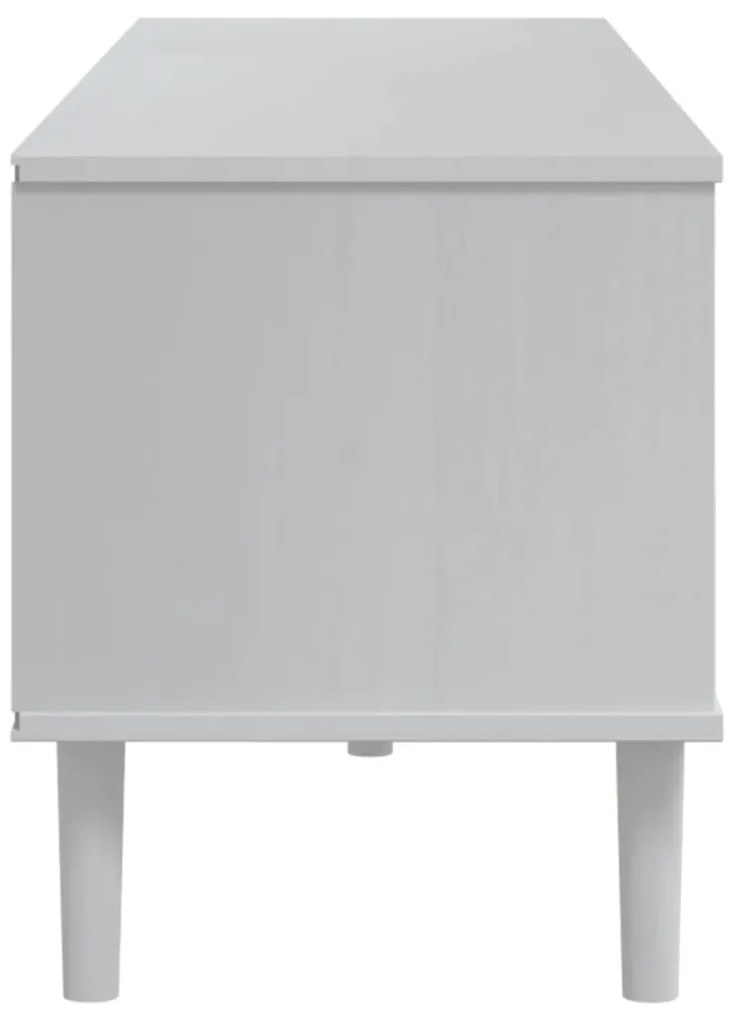 Móvel de TV SENJA aspeto vime 158x40x49 cm pinho maciço branco