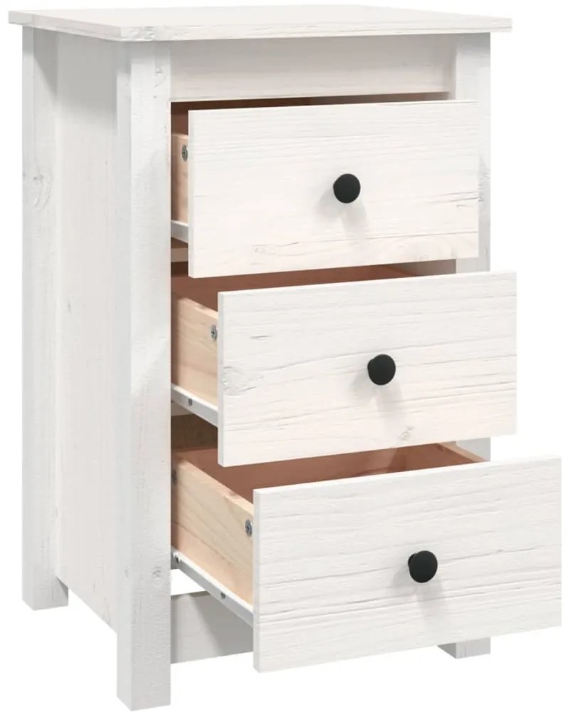 Mesa de cabeceira 40x35x61,5 cm madeira de pinho maciça branco