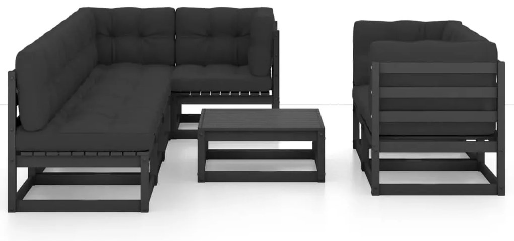 8 pcs conjunto lounge de jardim c/ almofadões pinho maciço