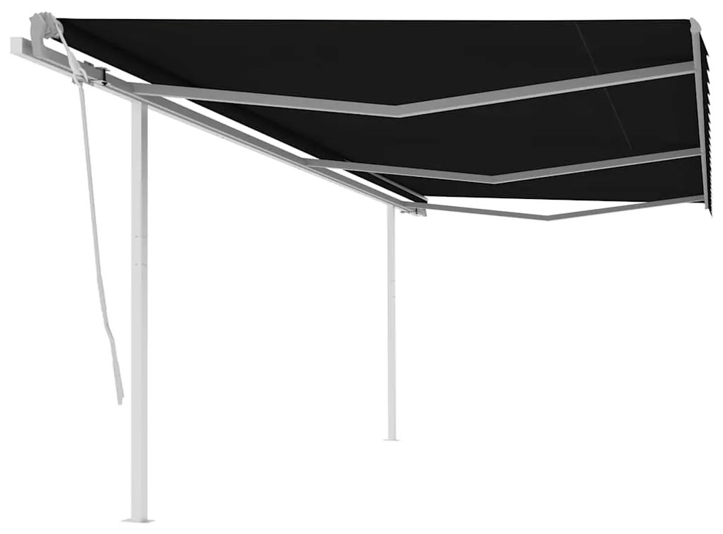 Toldo retrátil manual com postes 6x3 m antracite