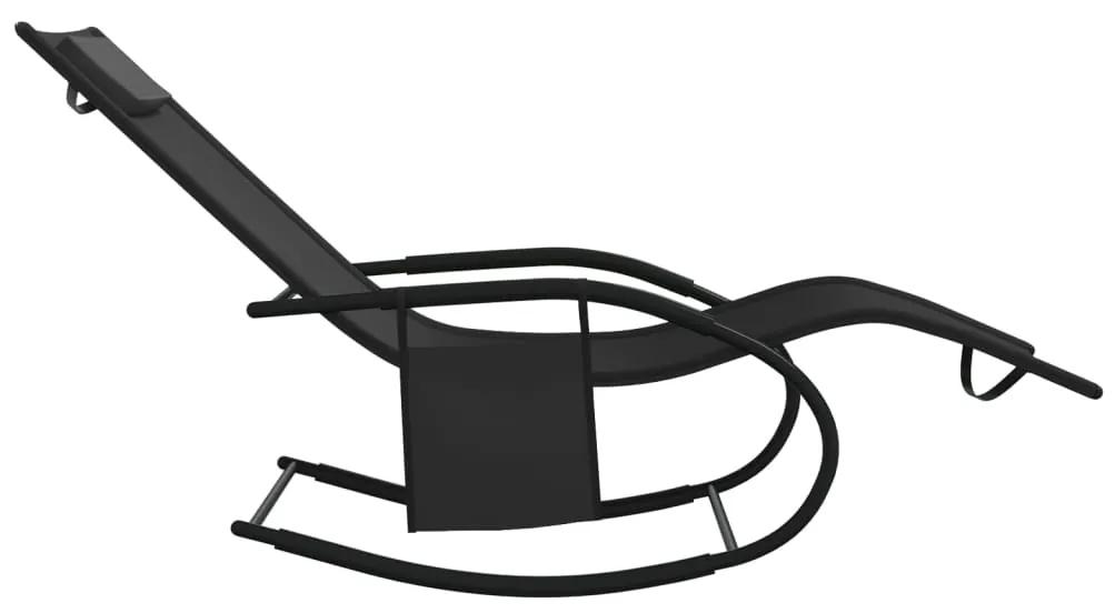 Espreguiçadeira baloiço aço e textilene preto