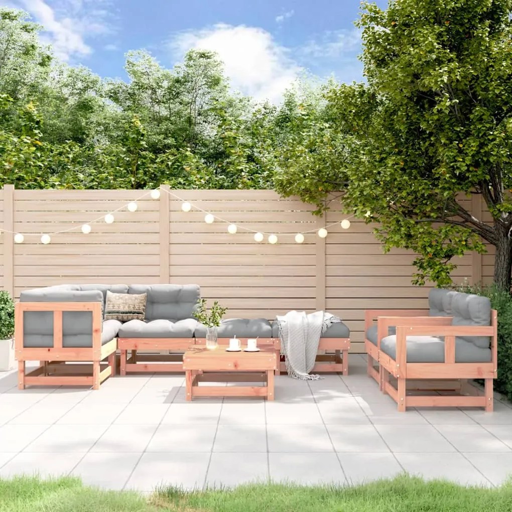 vidaXL 8 pcs conjunto lounge de jardim madeira de douglas maciça