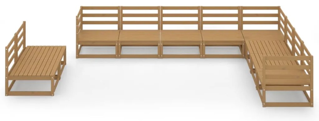 10 pcs conjunto lounge de jardim pinho sólido castanho mel