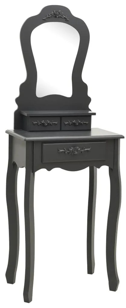 Conj. toucador com banco 50x59x136 cm madeira paulownia cinza