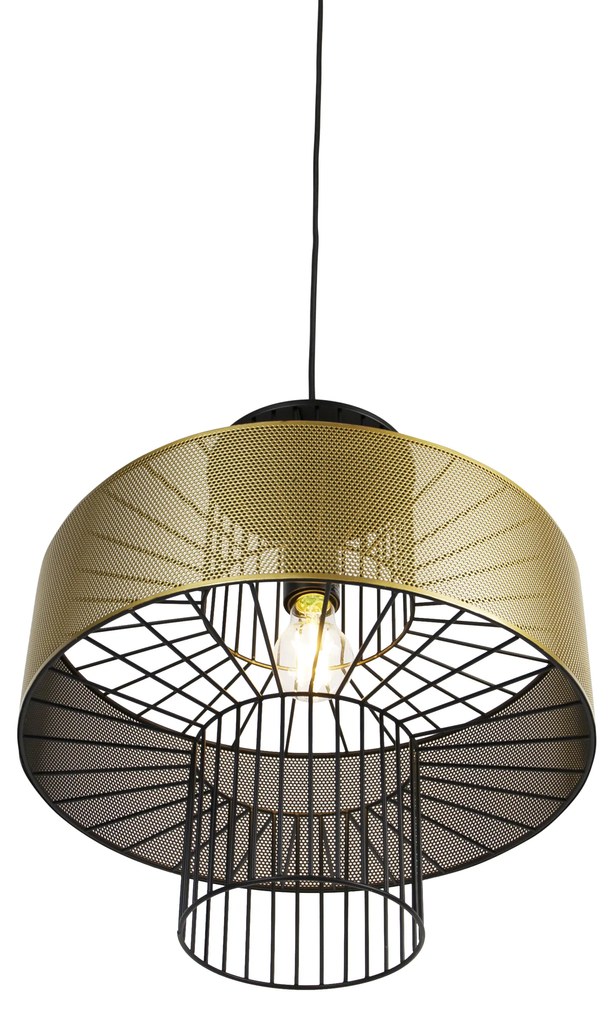 Candeeiro de suspensão design dourado com preto 40 cm - Tess