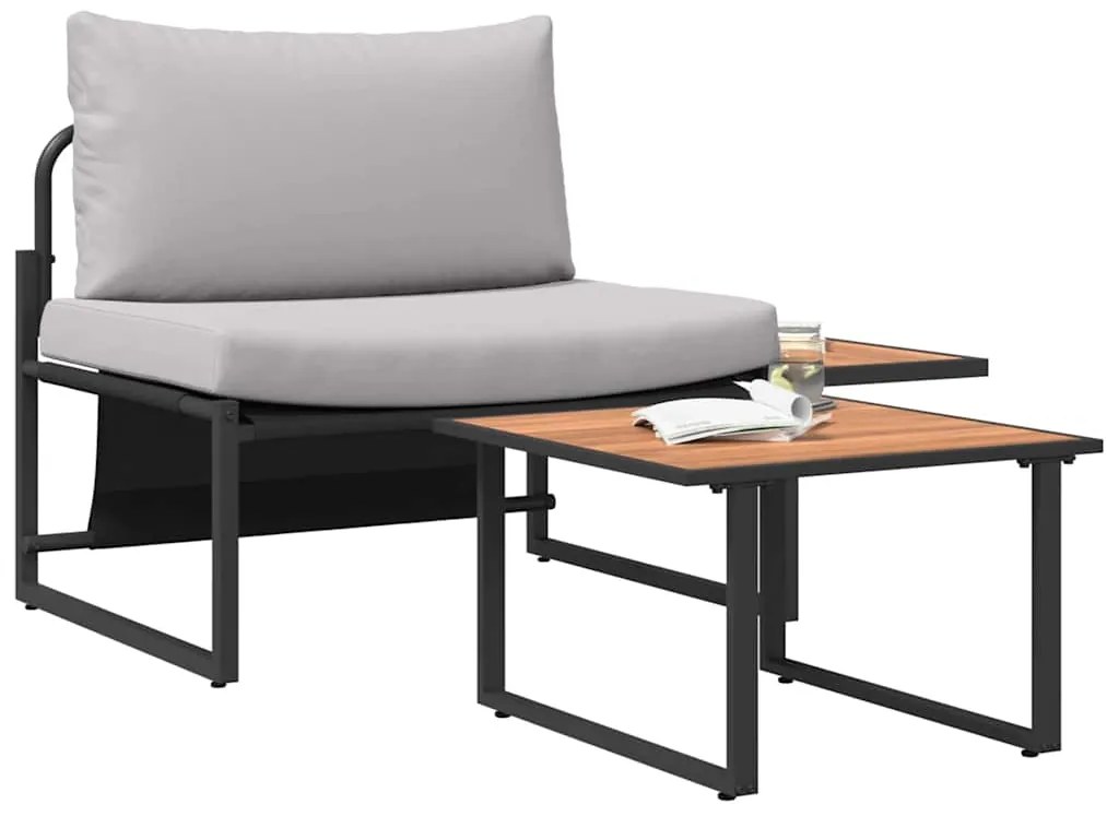 Conjunto de Sofá de Jardim de 2 Peças com Almofadas Cinzas Claras