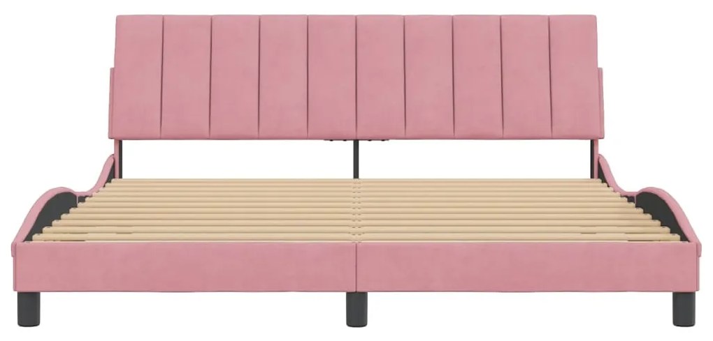 Estrutura de cama c/ cabeceira 180x200 cm veludo rosa