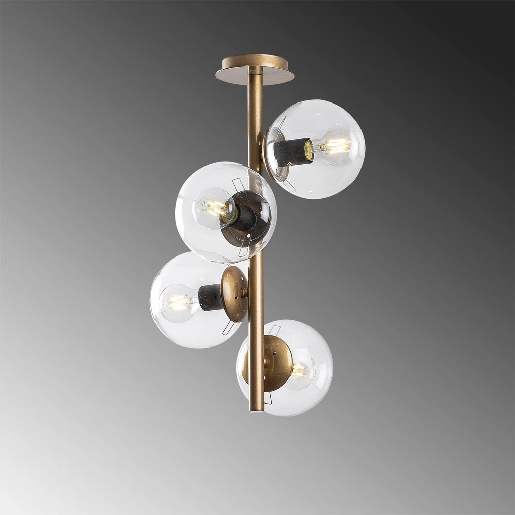 Chandelier Faze – Dourado – Diâmetro 32 cm, Altura 53 cm