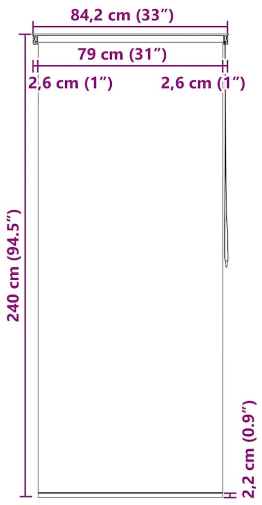 Estore de rolo para o duche 80x240 cm quadrados
