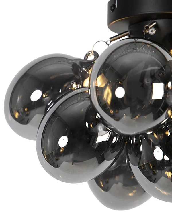 Plafon Smart preto com vidro fumê 3-luzes incl. 3 WiFi G9 - Uvas