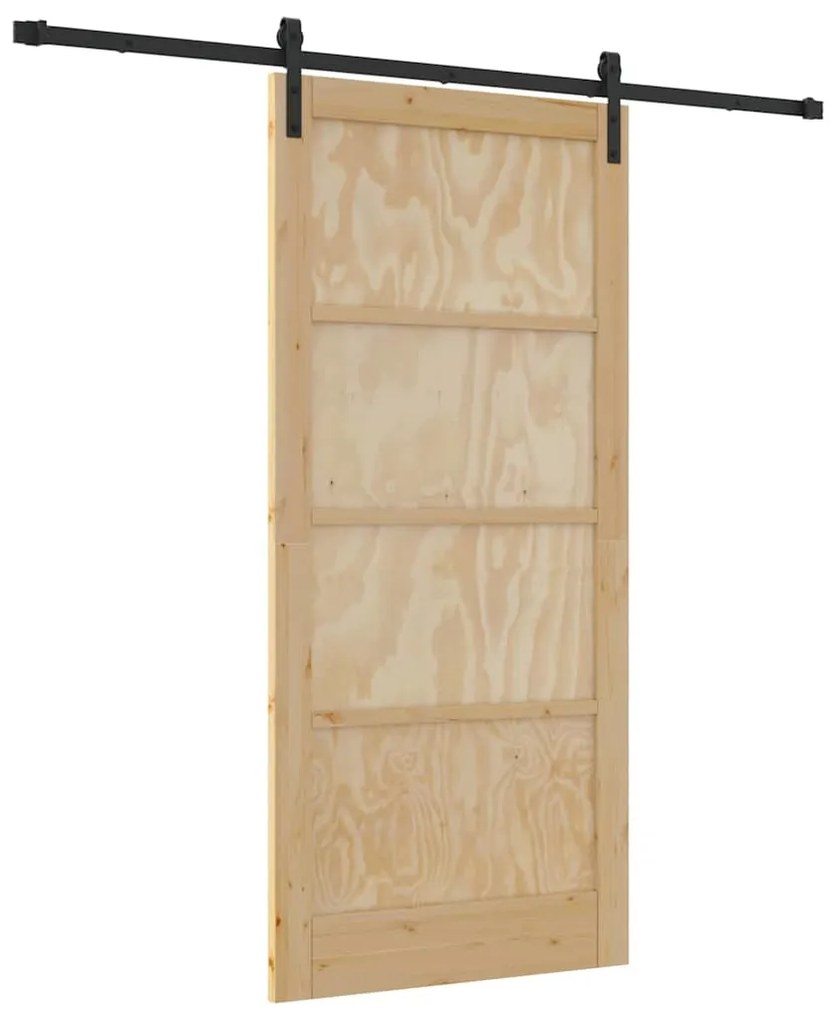 Porta Deslizante com Ferragens 93x202 cm Madeira Sólida de Pinus