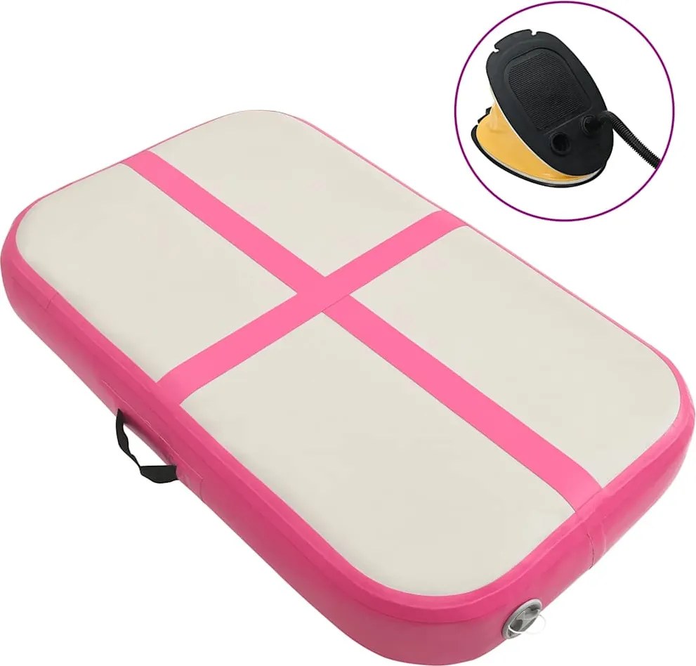 vidaXL Colchão de ginástica insuflável c/ bomba 60x100x15 cm PVC rosa