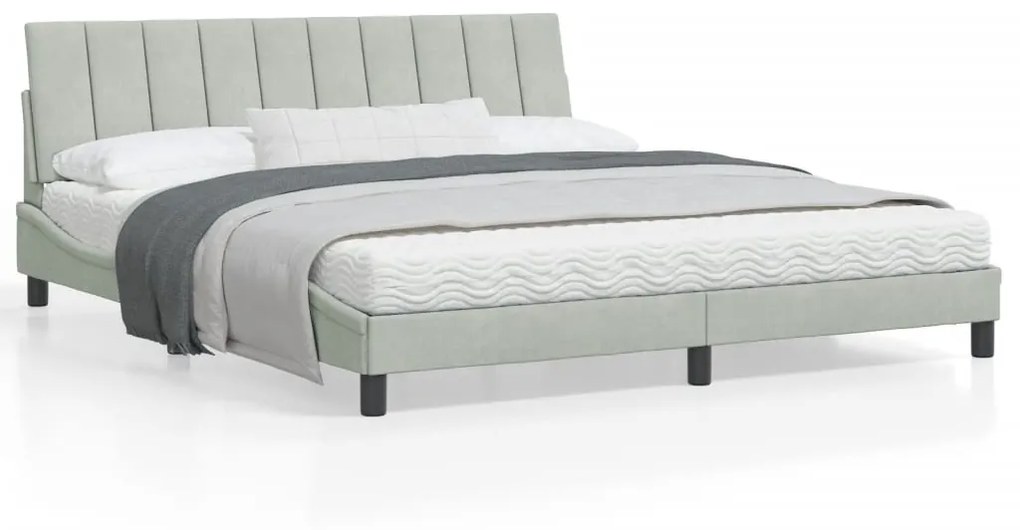 vidaXL Estrutura de cama com LED sem colchão Hanko 180x200 cm veludo cinzento-claro