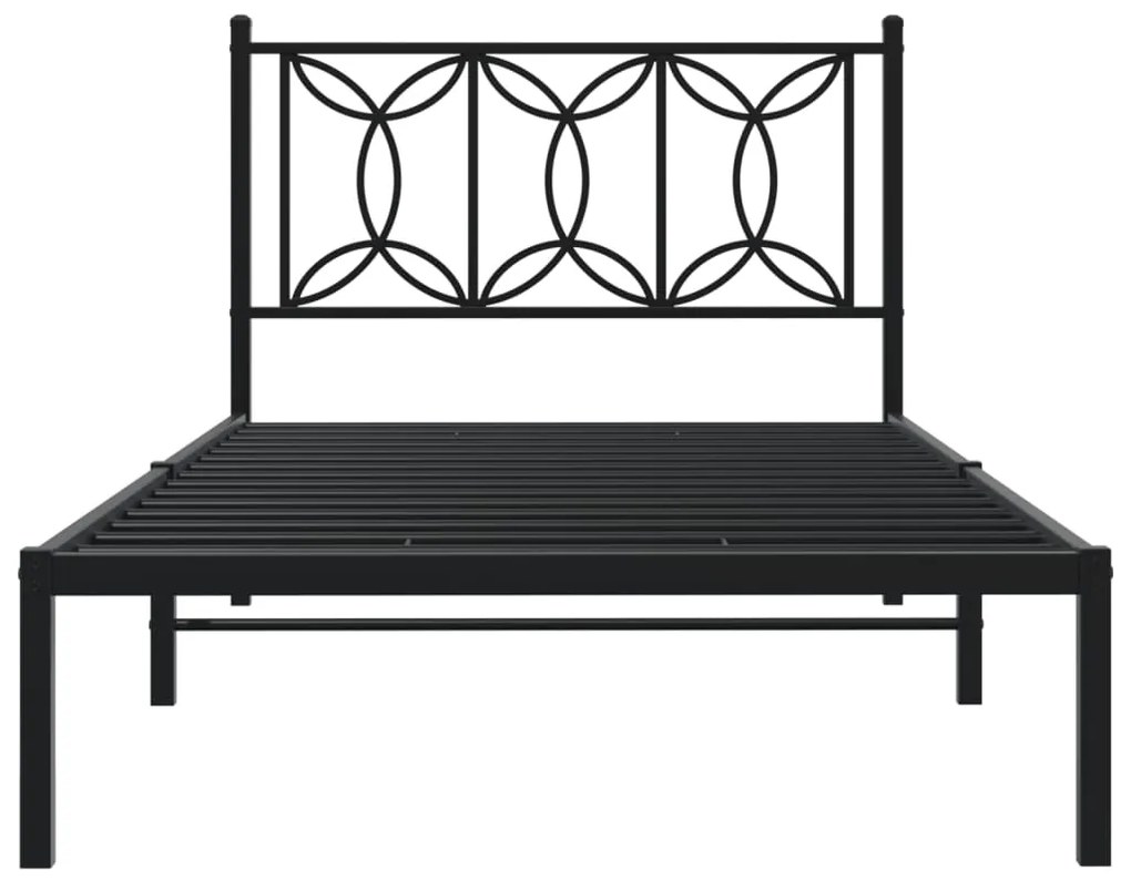 Estrutura de cama com cabeceira 107x203 cm metal preto