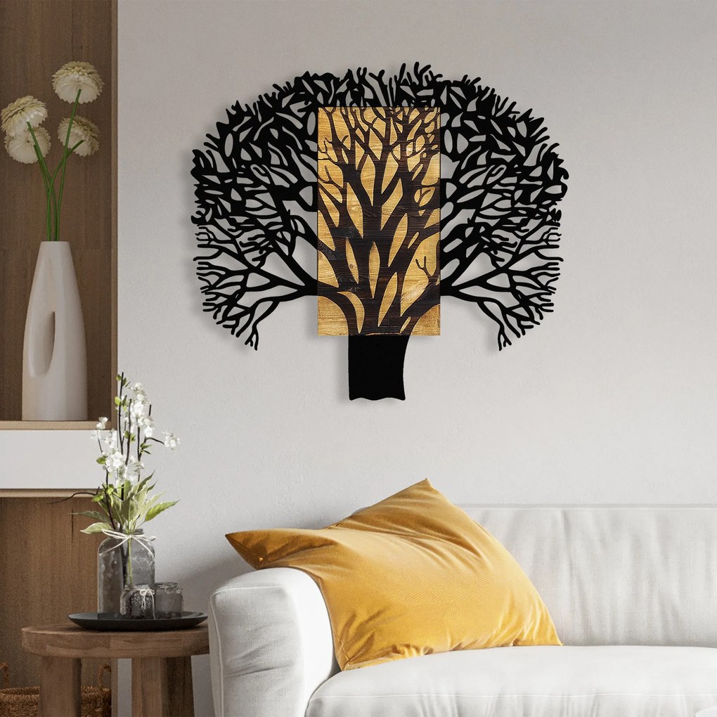 Acessório Decorativo de Parede Tree 1 – Nogueira e Preto – 93 x 3 x 86