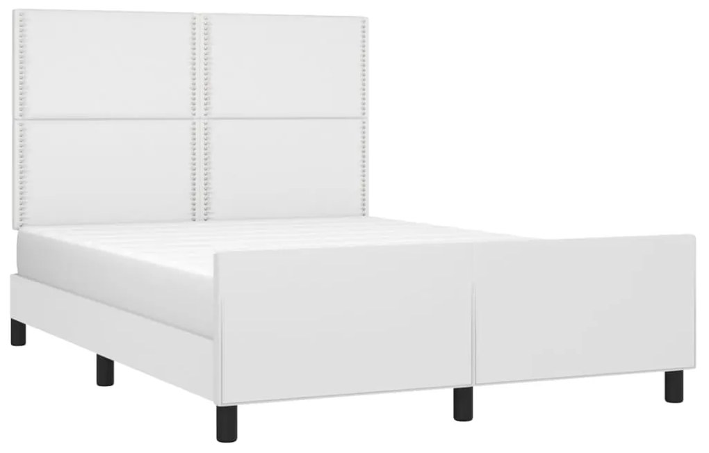 Estrutura cama c/ cabeceira couro artificial 140x190 cm branco