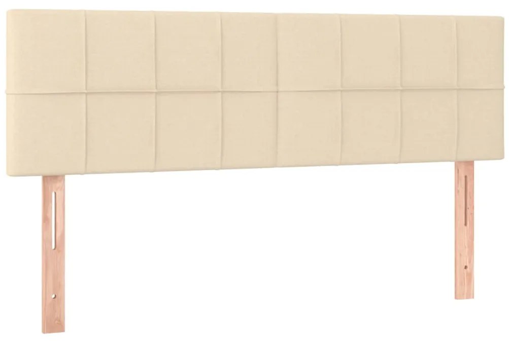 Cama box spring c/ colchão e LED 140x200 cm tecido cor creme