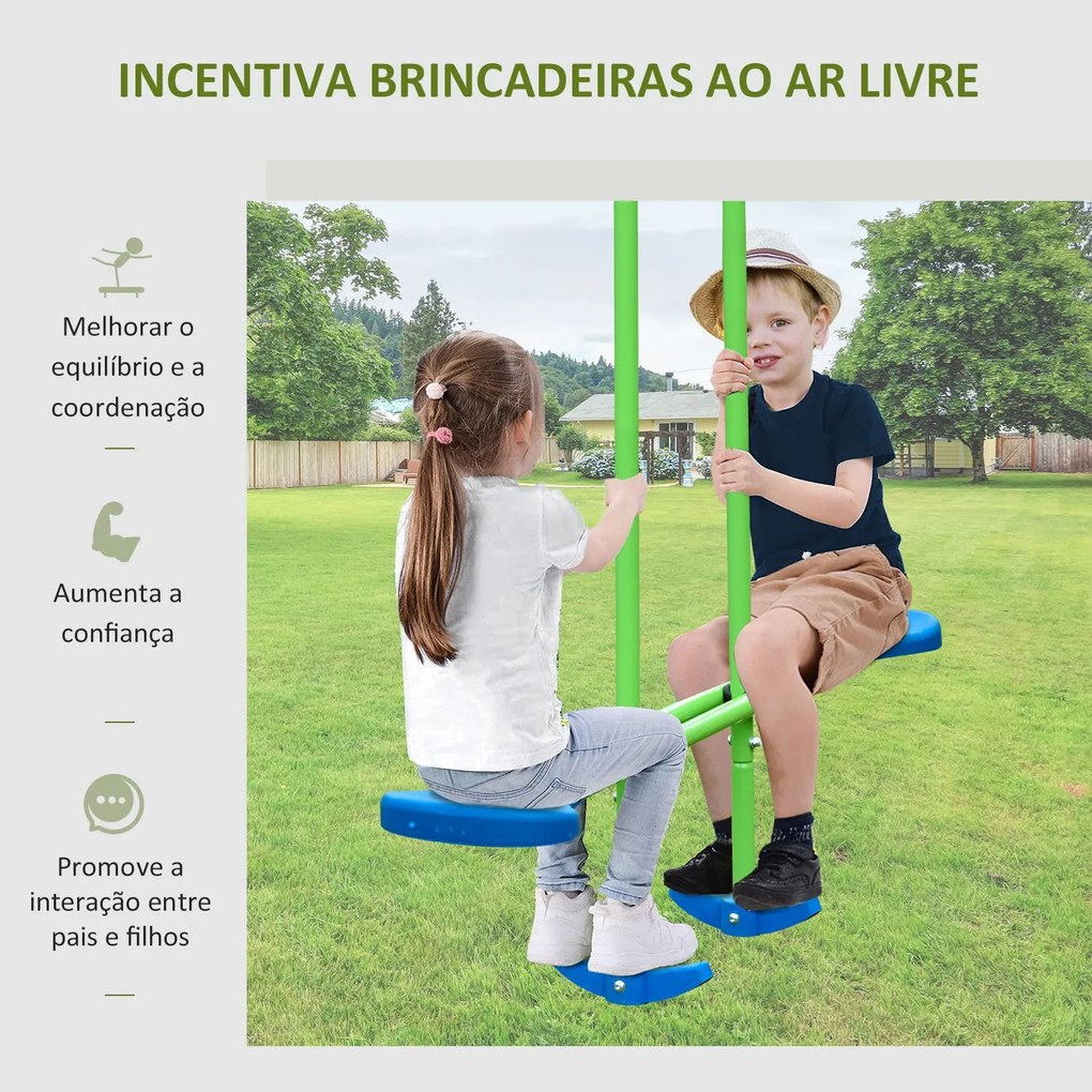 Conjunto de Baloiços de Jardim de Metal com Altura Ajustável Baloiços