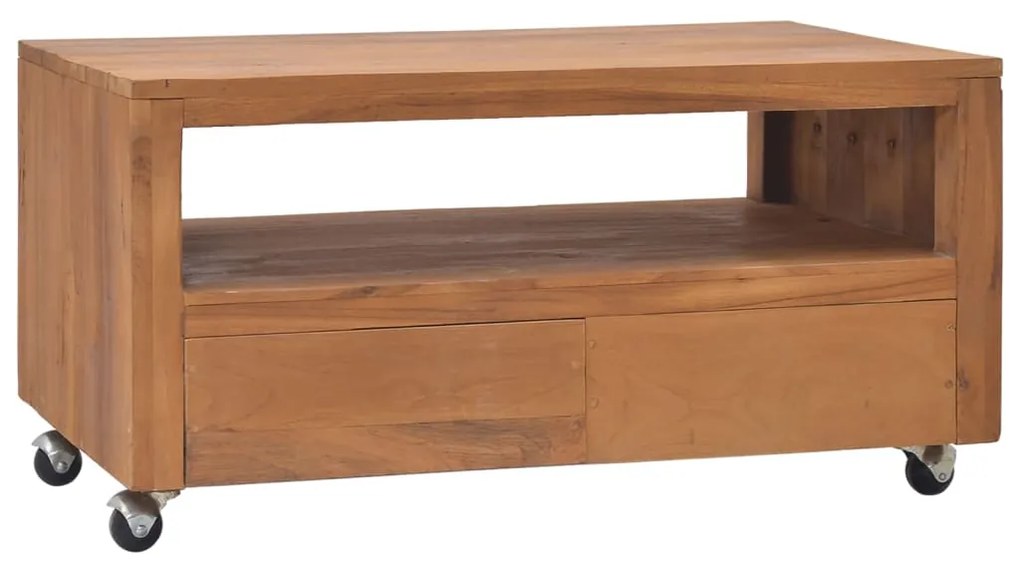 vidaXL Móvel de TV com rodas 80x50x42 cm madeira de teca maciça