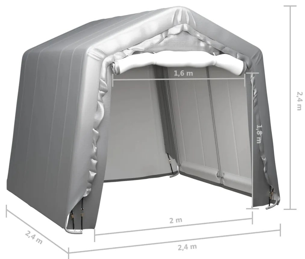 Tenda de armazenamento 240x240 cm aço cinzento