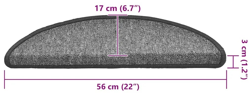 Tapetes de escada 20 pcs 56x17x3 cm cinzento escuro
