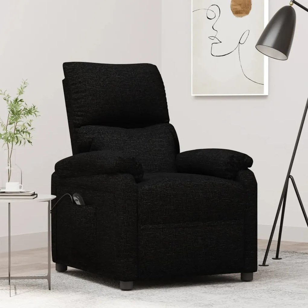 vidaXL Poltrona elevatória tecido preto
