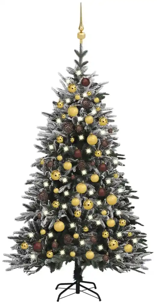 Árvore De Natal Completa Decorada Dourada Pronta P Uso 70cm