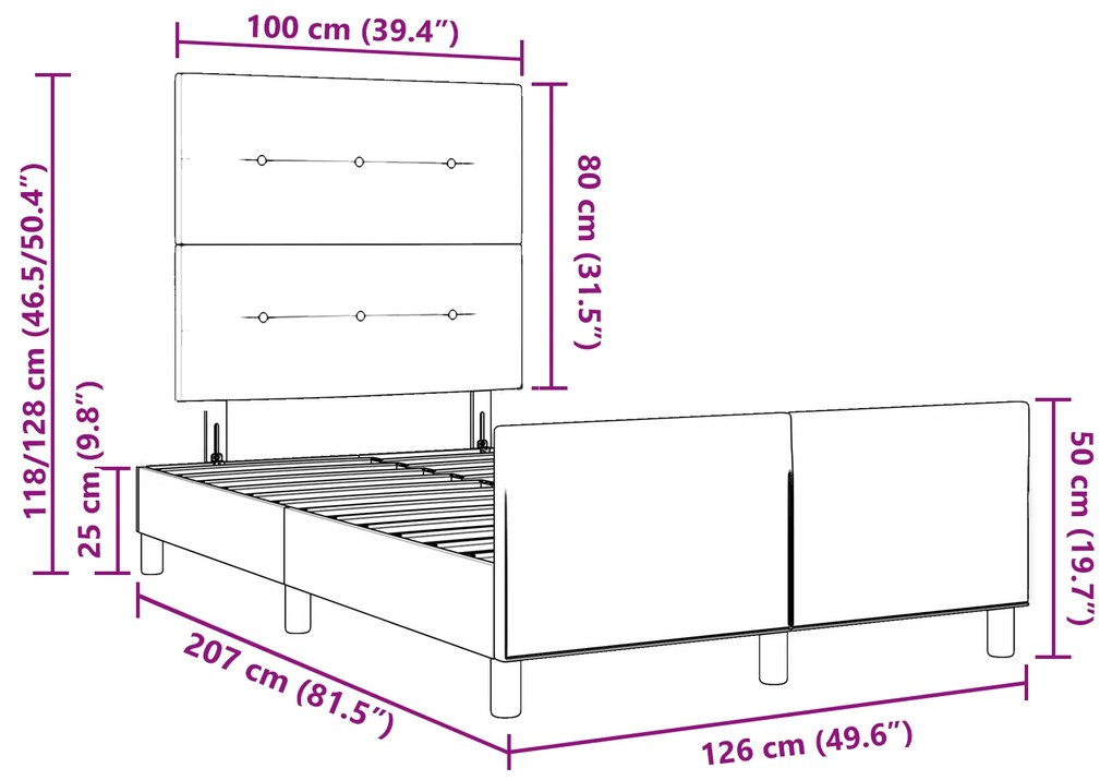Cama vidaXL Azul 120x200 cm Tecido