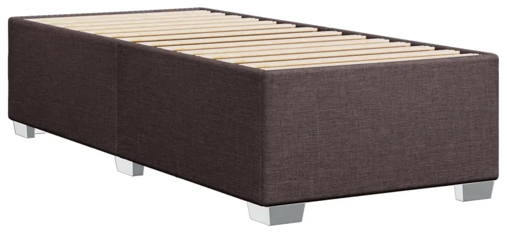 Estrutura de cama sem colchão 90x190 cm tecido castanho-escuro