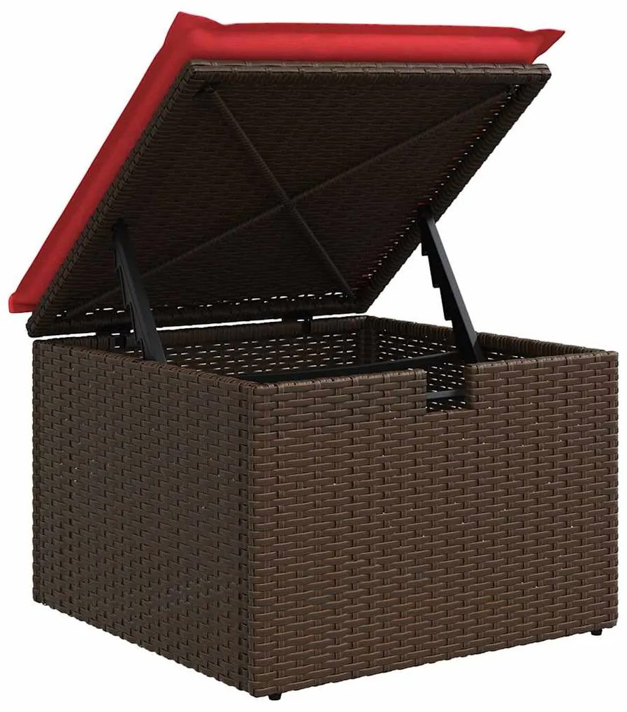 5 pcs conjunto sofás p/ jardim c/ almofadões vime PE castanho