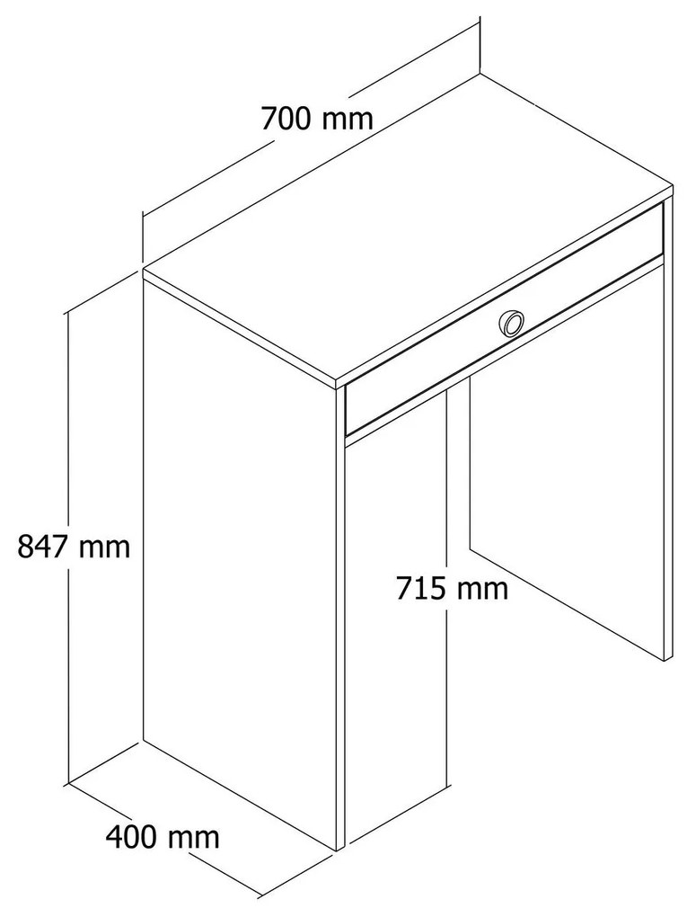 Mesa de Maquilhagem Lizbon – Walnut Cream – 70 cm x 40 cm x 84,7 cm