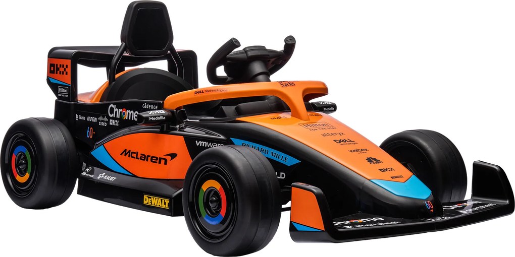 AIYAPLAY Carro elétrico infantil McLaren Fórmula-1, incl. controle remoto, música, para 3-5 anos, Laranja | Aosom Portugal