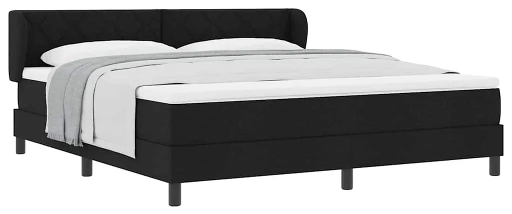 Cama Box Spring vidaXL com Colchão Preto 180x200 cm Tecido