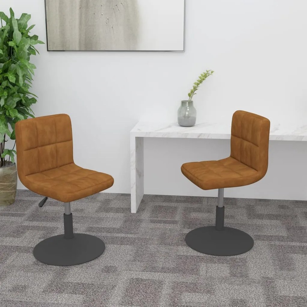 vidaXL Cadeiras de jantar giratórias 2 pcs veludo castanho
