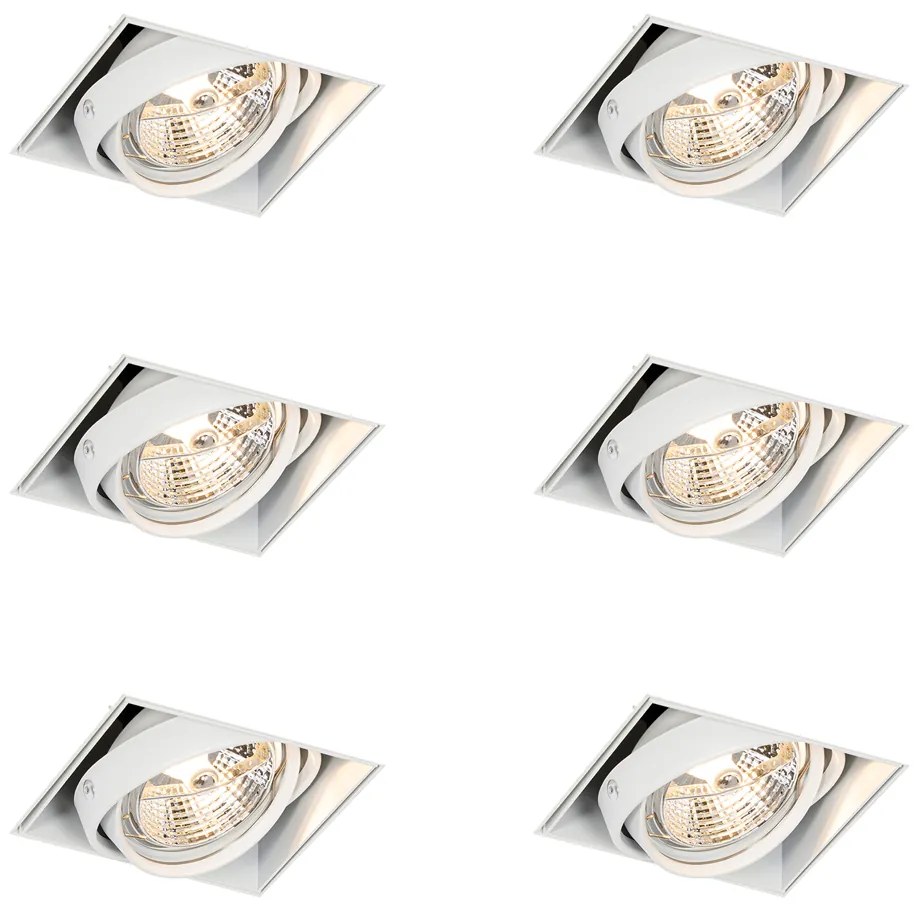 Conjunto de 6 focos embutidos brancos GU10 AR70 sem aro - Oneon