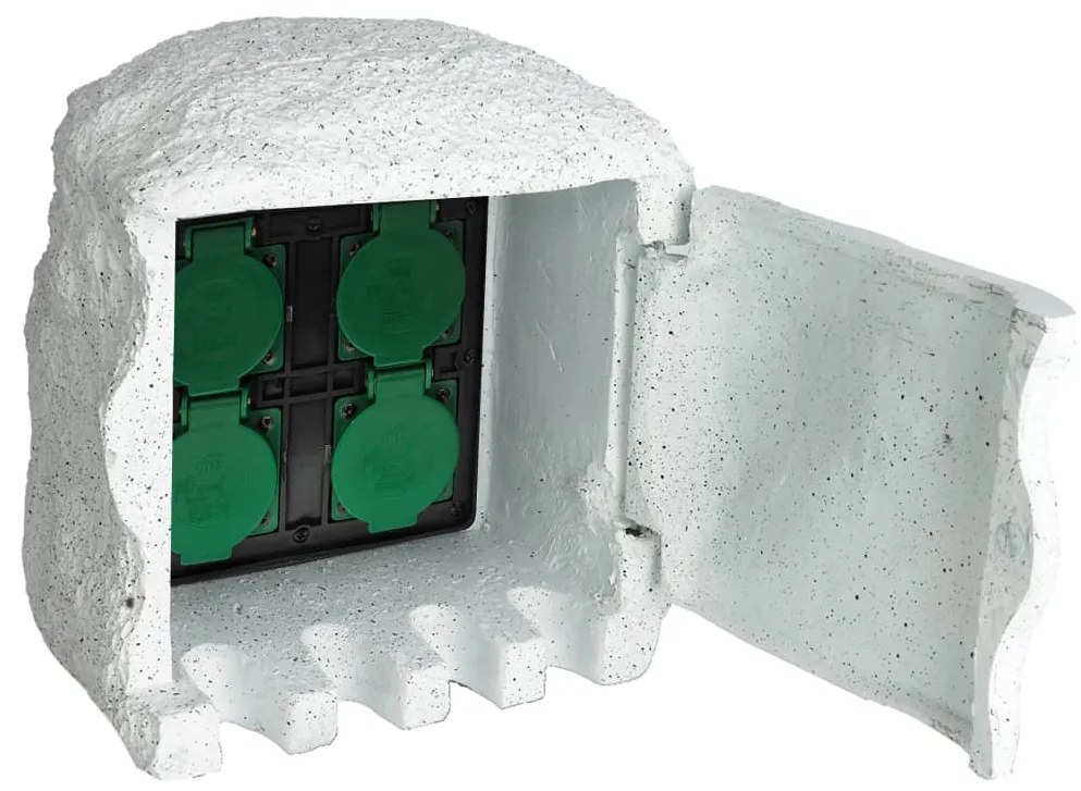 40589 vidaXL Unidade de jardim com 4 tomadas à prova de água resina branco