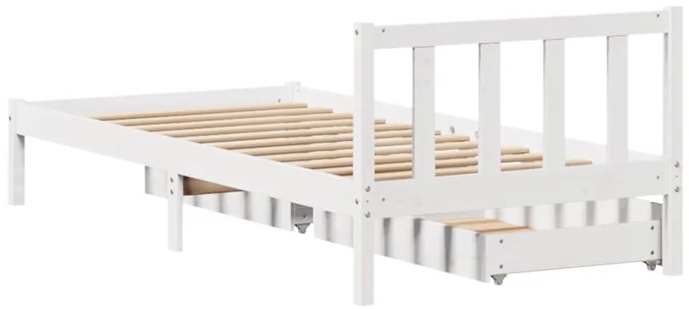 Cama sem colchão 90x200 cm madeira de pinho maciça branco