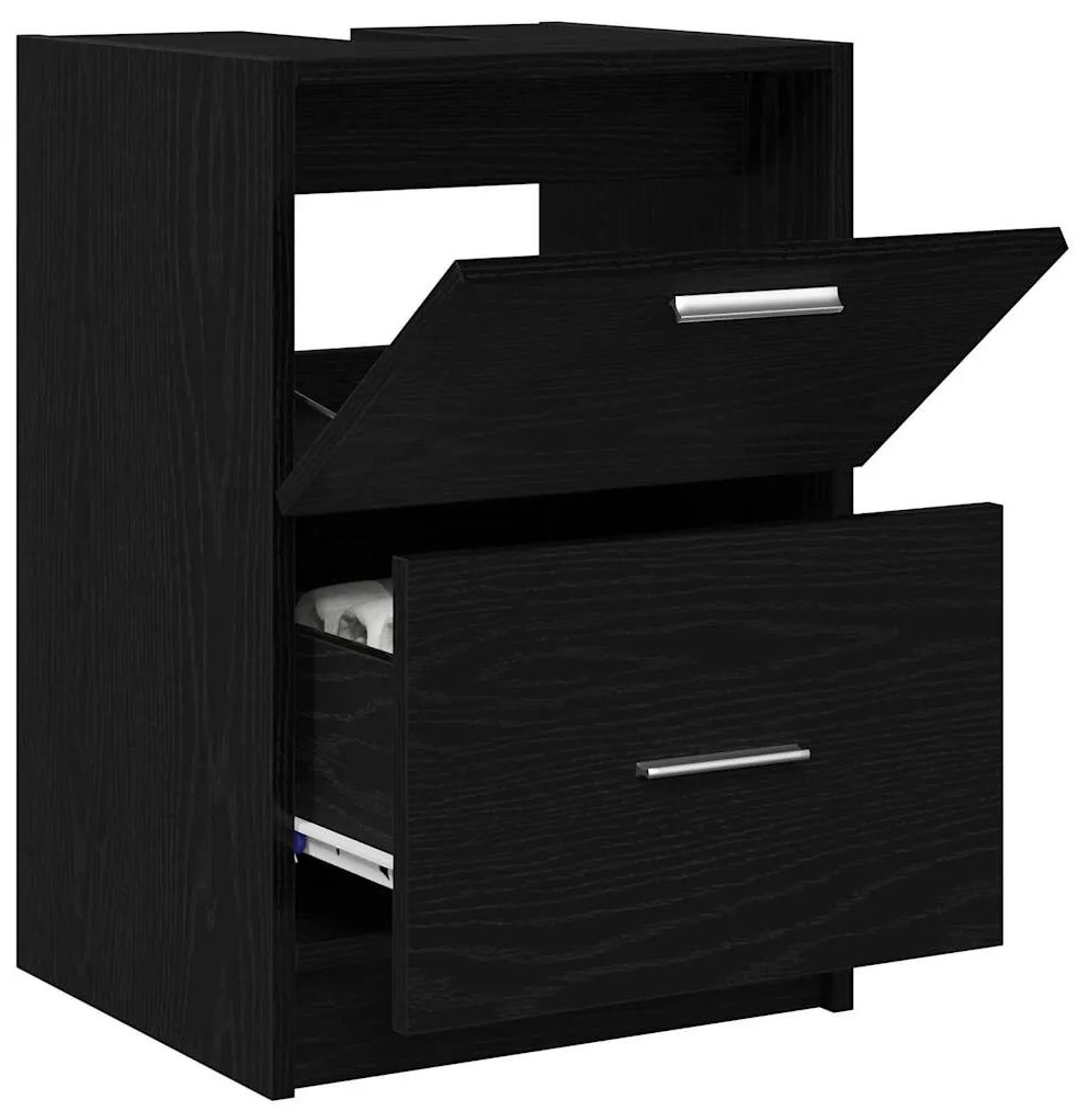 Gabinete de Pia Preto 40x37x59 cm Madeira Engenheirada