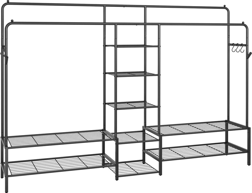 Guarda roupa aberto 195x45x172,8 cm com 9 prateleiras preto
