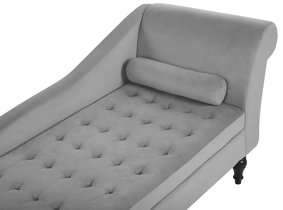 Chaise-longue à direita com arrumação em veludo cinzento claro PESSAC II Beliani