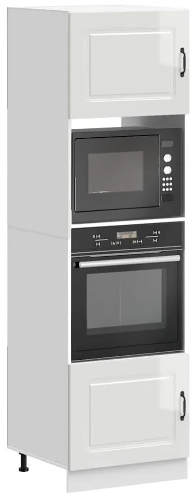 vidaXL Armários forno 2pcs Lucca derivados de madeira branco brilhante