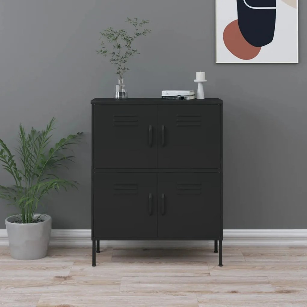 Armário de arrumação aço 80x35x101,5 cm preto