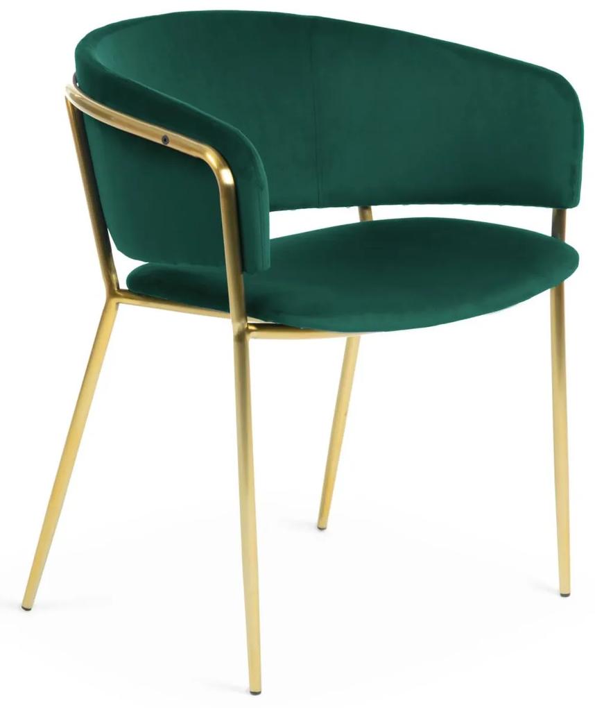 Kave Home - Cadeira Runnie verde com pernas de aço com acabamento dourado