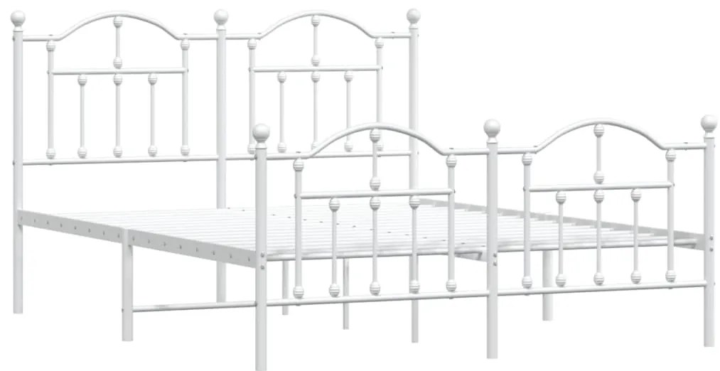 Estrutura de cama com cabeceira e pés 140x190 cm metal branco