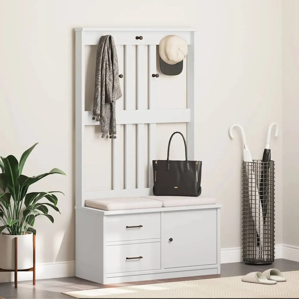 Árvore de Hall SANDNES Branca 87x40x159,5 cm Madeira Maciça de Pinho