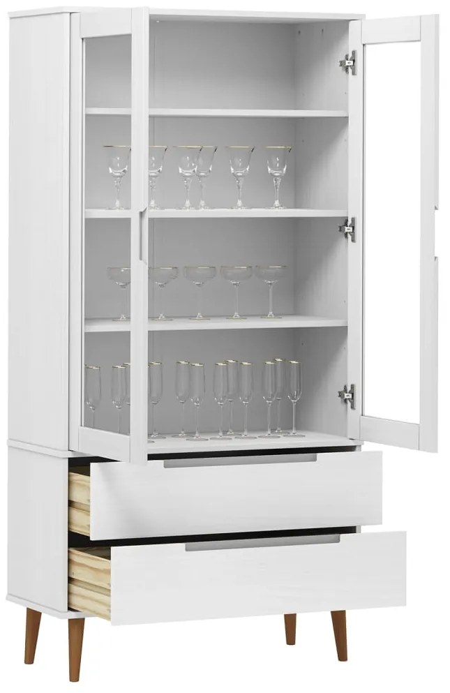 Vitrina MOLDE 90x35x175 cm pinho maciço branco