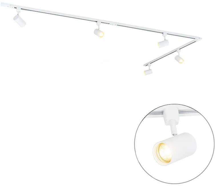 LED Sistema de calhas inteligente branco monofásico com 5 luzes incluindo WiFi GU10 - Iconic Jeana Moderno